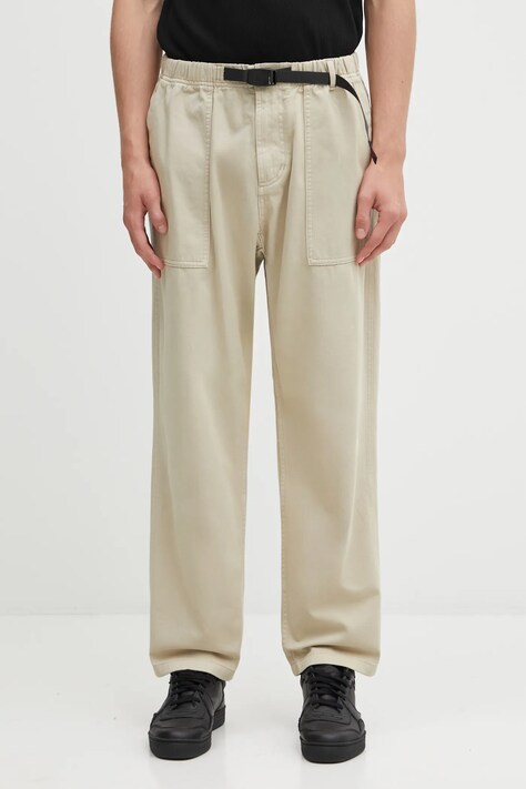 Gramicci spodnie bawełniane Loose Tapered Ridge Pant kolor beżowy proste G114.OGT