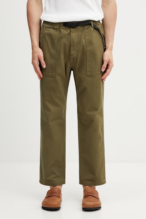 Хлопковые брюки Gramicci Loose Tapered Ridge Pant цвет зелёный прямые G114.OGT