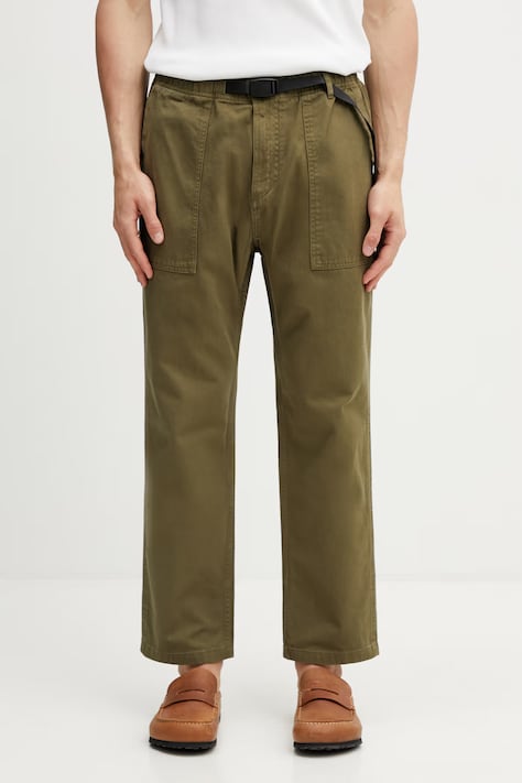 Хлопковые брюки Gramicci Loose Tapered Ridge Pant цвет зелёный прямые G114.OGT
