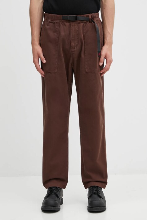 Gramicci spodnie bawełniane Loose Tapered Ridge Pant kolor brązowy proste G114.OGT
