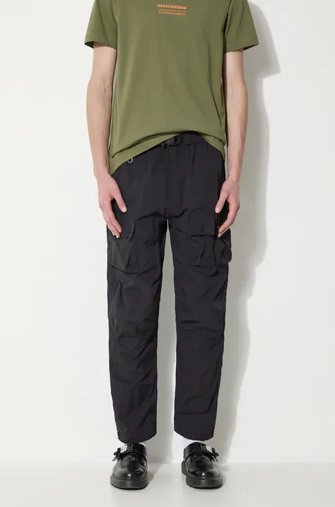 Maharishi pantaloni Veg Dyed Cargo Track Pants Japanese barbati, culoarea negru, cu fason cargo, 5040.BLACK