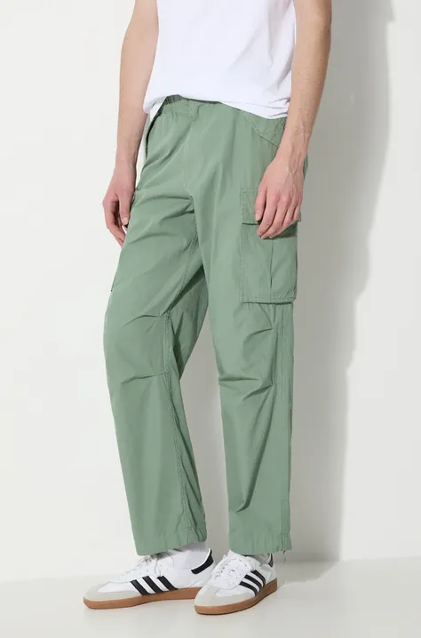 Bavlnené nohavice thisisneverthat zelená farba, rovné, TN241WPARP02