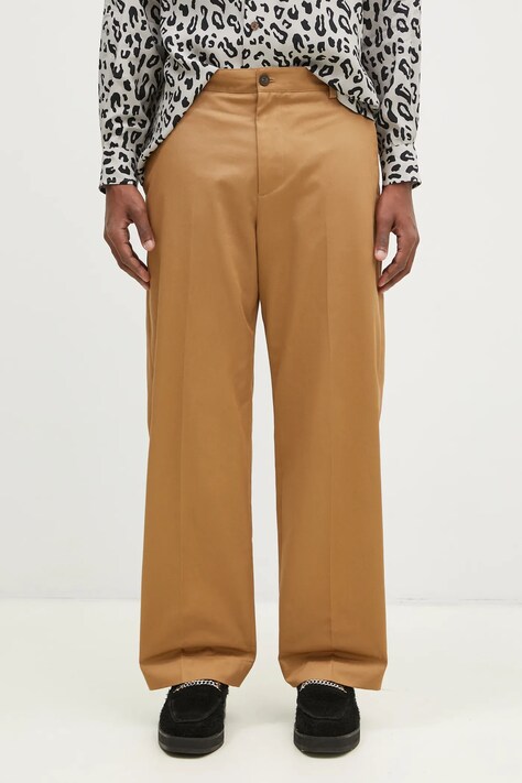 Βαμβακερό παντελόνι Maison Kitsuné Relaxed Chino χρώμα: μπεζ, MM01106WW0078