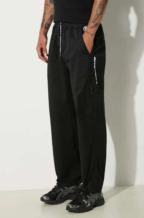 Kalhoty AAPE pánské, černá barva, jednoduché, AAPPTMA664XXM