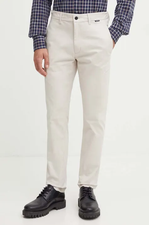 Штани Calvin Klein чоловічі колір бежевий облягаючі K10K112827