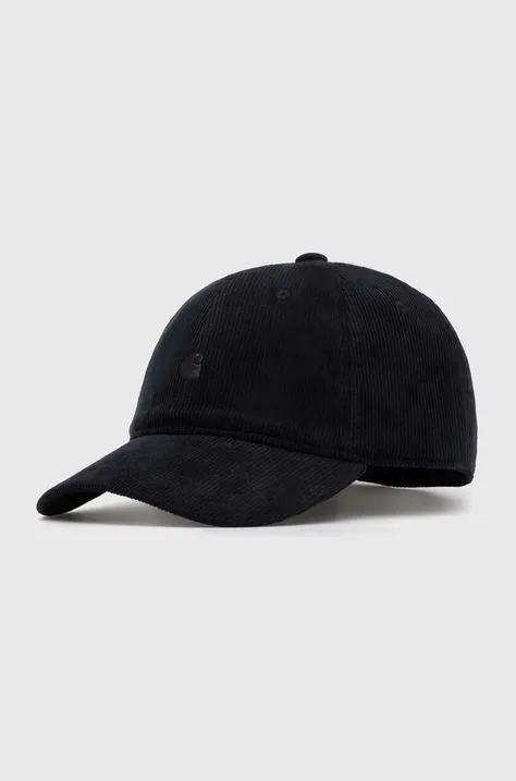 Manšestrová baseballová čiapka Carhartt WIP Harlem Cap čierna farba, jednofarebná, I028955.89XX