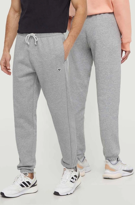 Hummel pantaloni de trening culoarea gri, neted