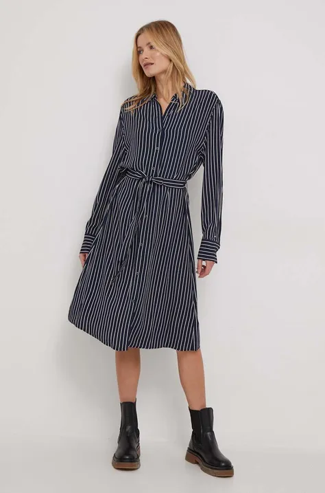 Šaty Tommy Hilfiger tmavomodrá farba,mini,áčkový strih,WW0WW40563
