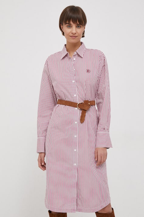 Tommy Hilfiger rochie din bumbac culoarea roșu, mini, dreaptă WW0WW40564