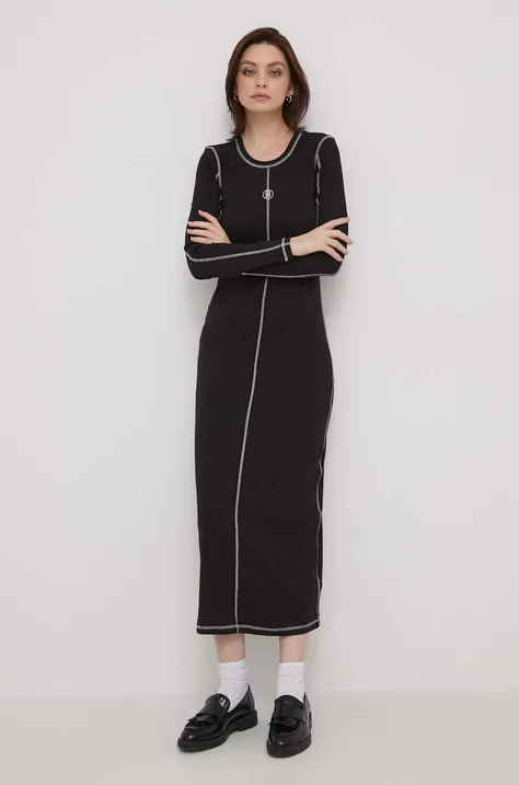 Šaty Tommy Hilfiger čierna farba, maxi, rovný strih, WW0WW40615