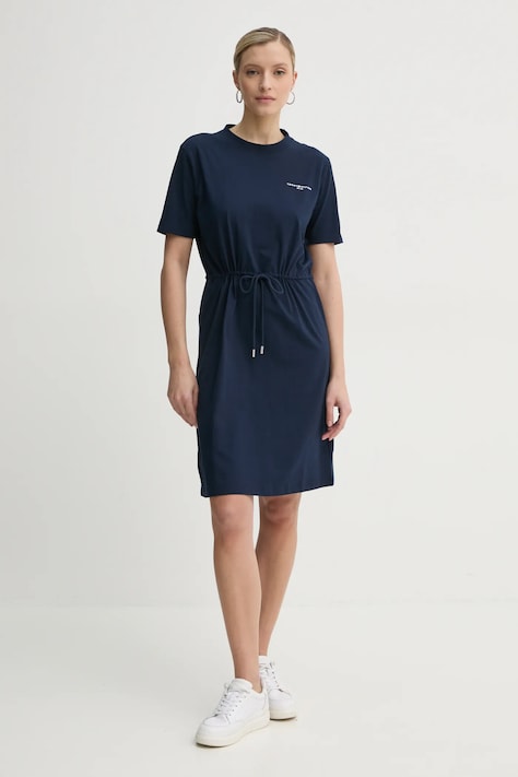 Tommy Hilfiger rochie din bumbac culoarea bleumarin, mini, evazată, WW0WW40734