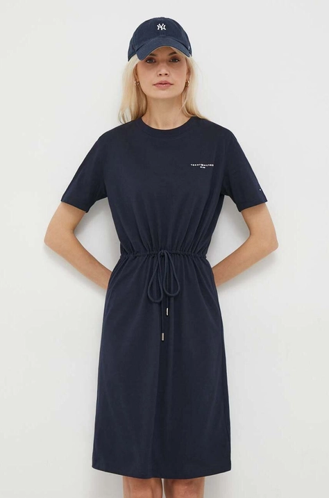 Tommy Hilfiger rochie din bumbac culoarea bleumarin, mini, evazați WW0WW40734