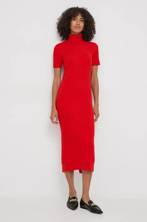 Сукня Tommy Hilfiger колір червоний midi облягаюча