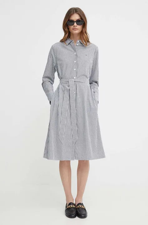 Bavlnené šaty Tommy Hilfiger tyrkysová farba, mini, áčkový strih