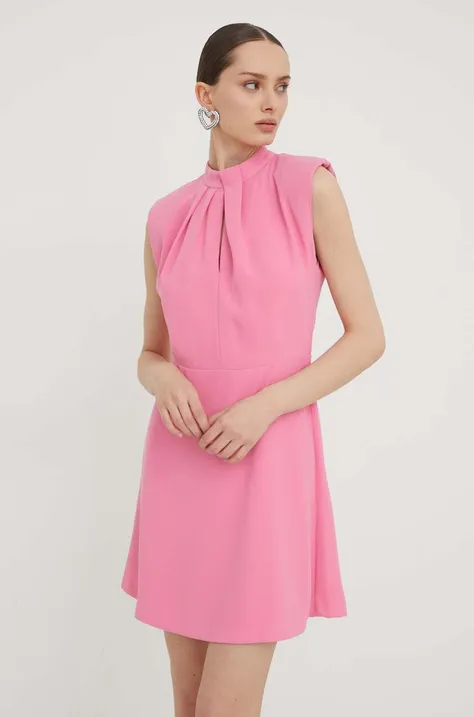Haljina HUGO boja: ružičasta, mini, ravna
