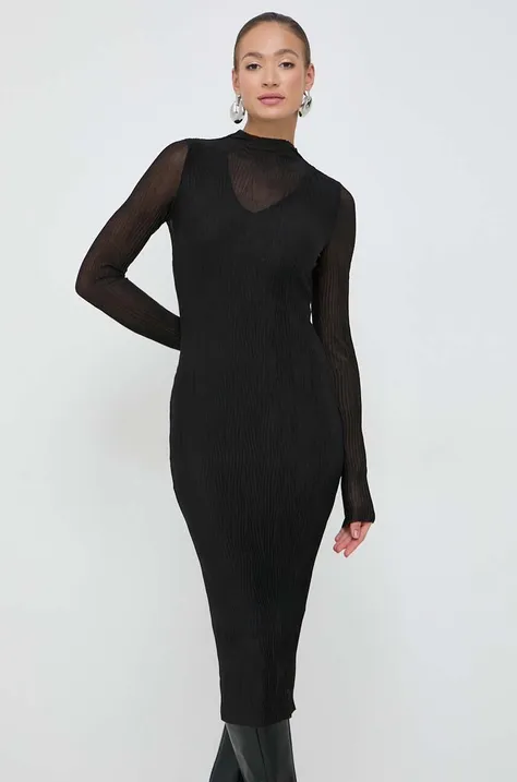 Платье BOSS цвет чёрный midi облегающая