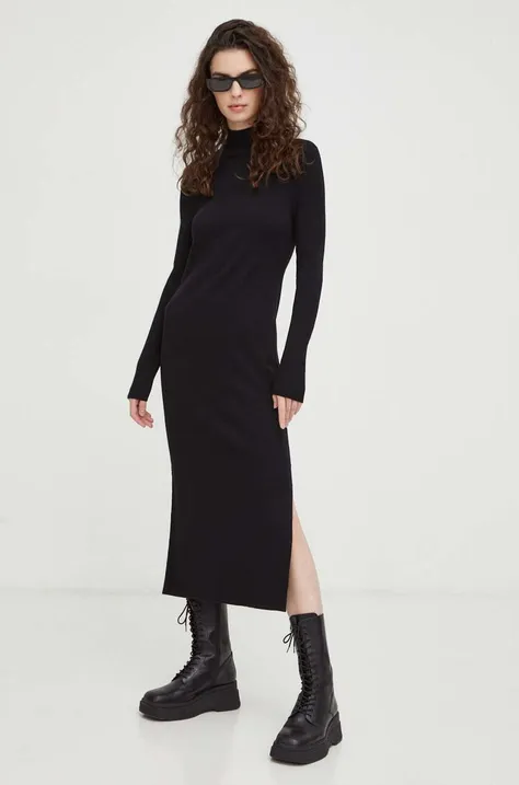 Marc O'Polo rochie culoarea negru, midi, mulata