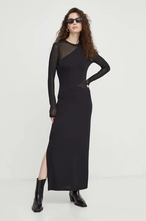 Bruuns Bazaar sukienka kolor czarny maxi dopasowana