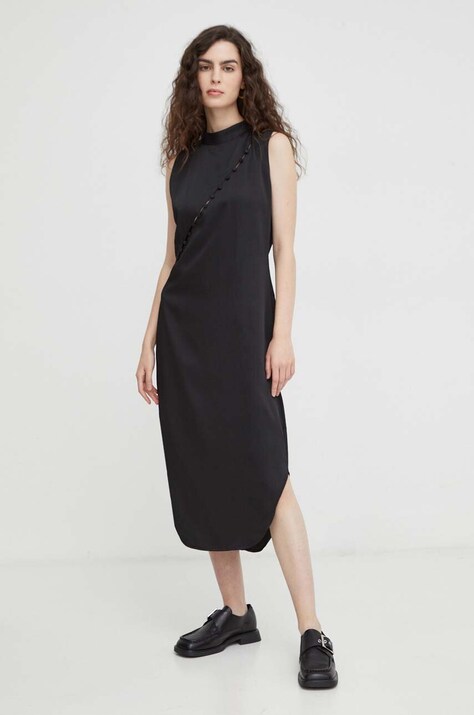 Bruuns Bazaar rochie culoarea negru, midi, dreaptă