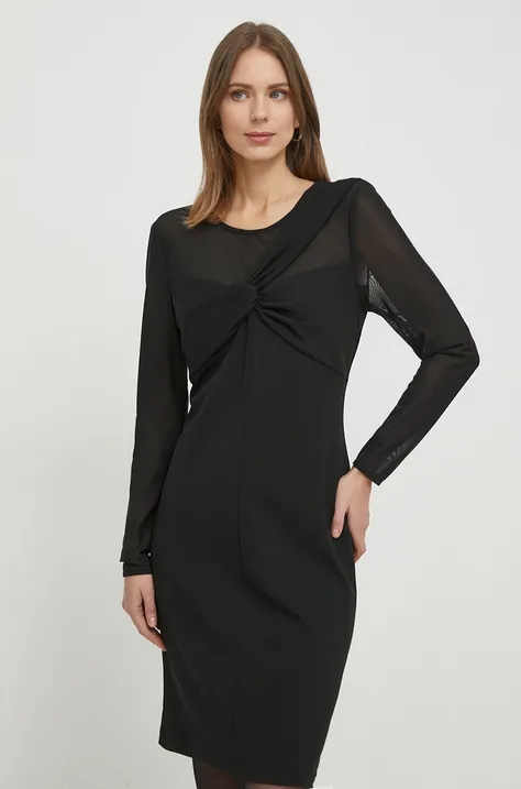 Šaty Dkny čierna farba, mini, rovný strih, DD3KP364