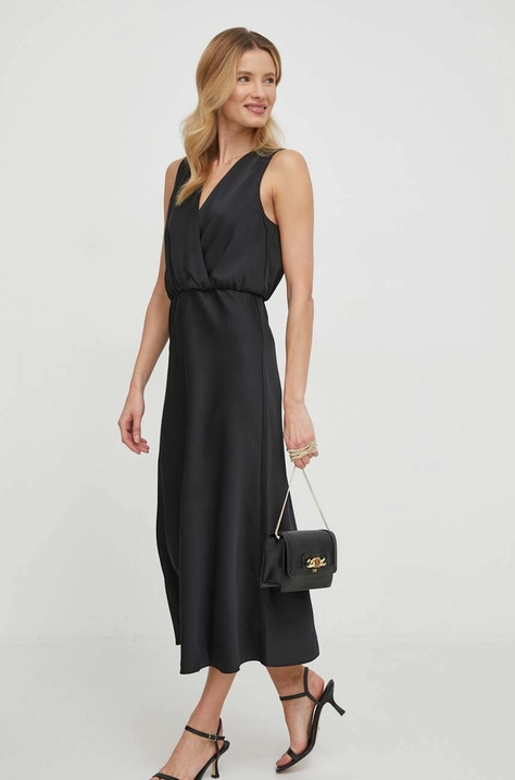 Dkny rochie culoarea negru, midi, evazati