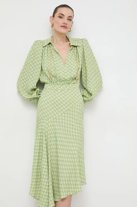 Elisabetta Franchi sukienka kolor zielony maxi rozkloszowana