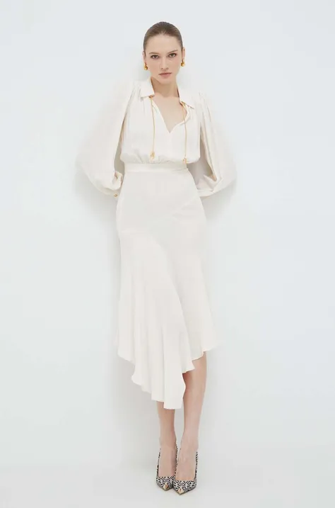 Šaty Elisabetta Franchi béžová farba, mini, áčkový strih, ABT5341E2