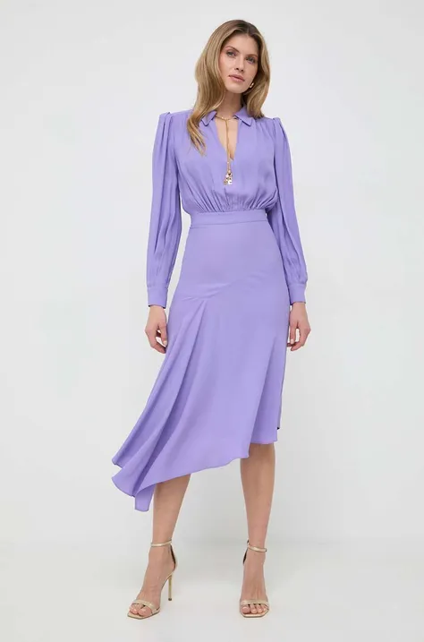 Šaty Elisabetta Franchi fialová farba, mini, áčkový strih