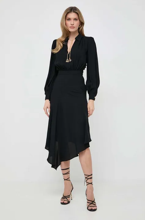 Haljina Elisabetta Franchi boja: crna, mini, širi se prema dolje
