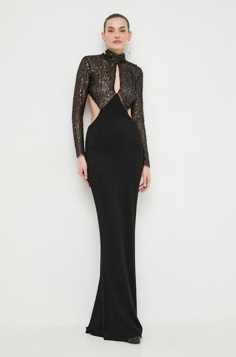 Šaty Elisabetta Franchi čierna farba, maxi, priliehavá, AB51641E2