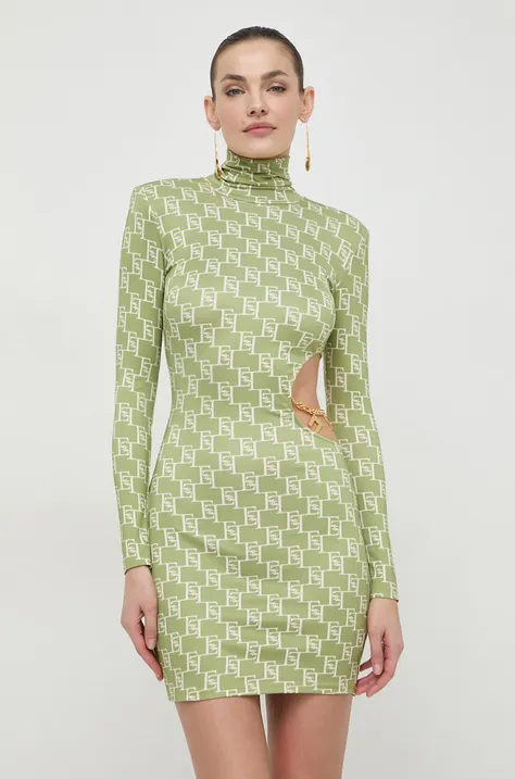 Šaty Elisabetta Franchi zelená farba, mini, priliehavá, AB56041E2