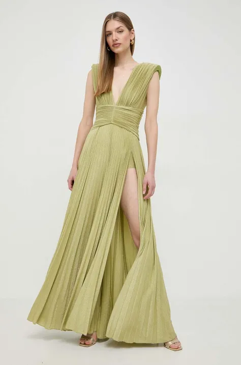 Elisabetta Franchi sukienka kolor zielony maxi rozkloszowana