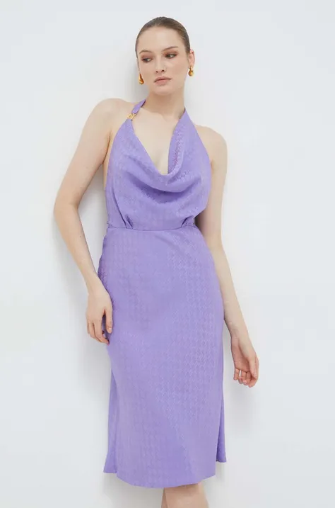 Šaty Elisabetta Franchi fialová farba, maxi, áčkový strih