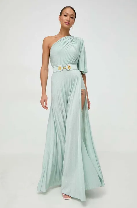 Платье Elisabetta Franchi цвет зелёный maxi расклешённая