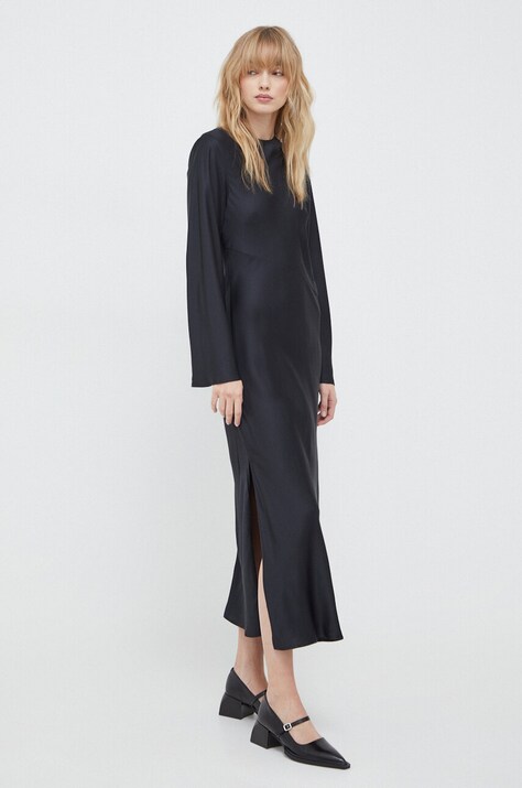 Samsoe Samsoe rochie culoarea negru, maxi, evazată