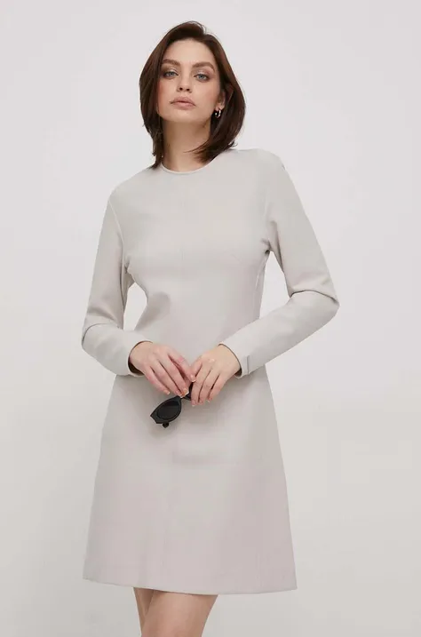 Calvin Klein sukienka kolor beżowy mini rozkloszowana