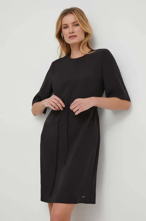 Šaty Calvin Klein čierna farba, mini, rovný strih, K20K206375