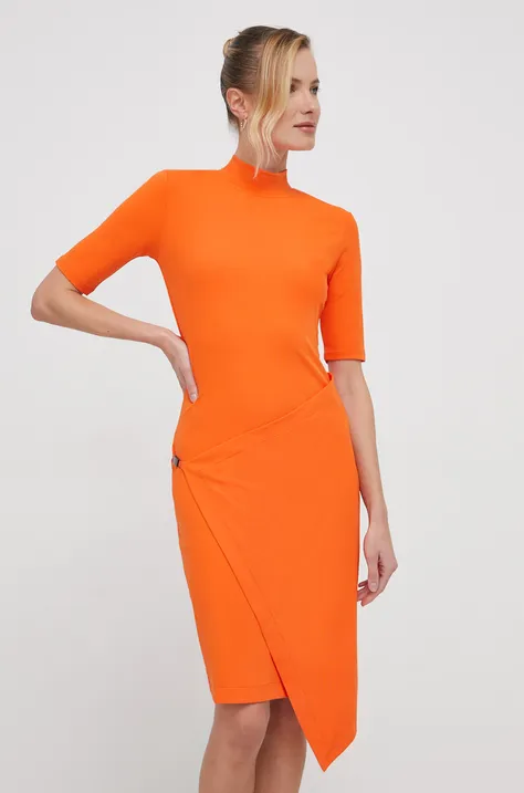 Obleka Calvin Klein oranžna barva