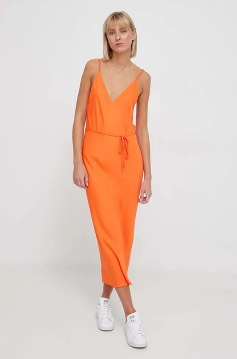 Платье Calvin Klein цвет оранжевый maxi прямая