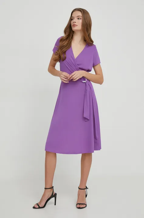 Šaty Lauren Ralph Lauren fialová farba, mini, áčkový strih, 250868161