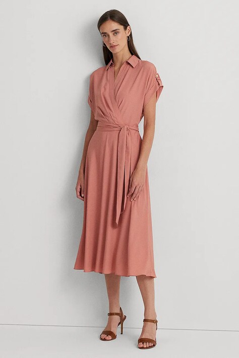 Šaty Lauren Ralph Lauren růžová barva, midi, 250909427