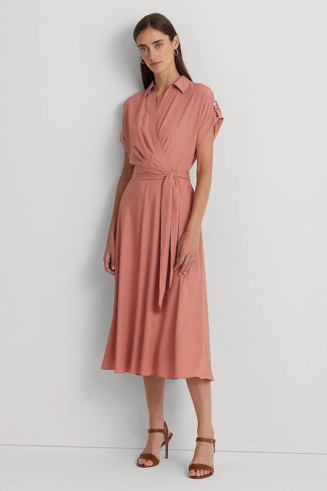 Šaty Lauren Ralph Lauren růžová barva, midi, 250909427