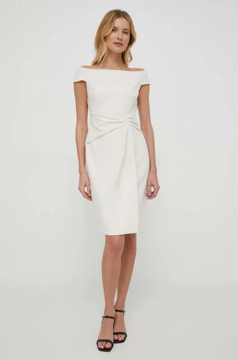 Šaty Lauren Ralph Lauren béžová farba,mini,rovný strih,253936389