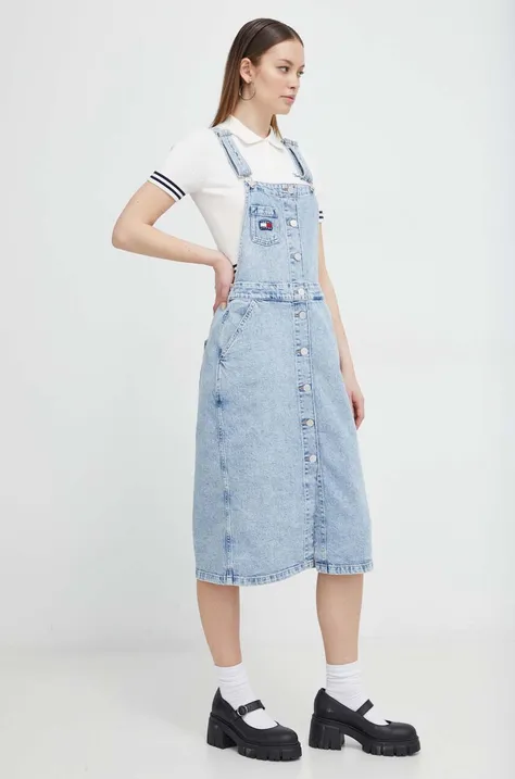 Rifľové šaty Tommy Jeans mini,rovný strih,DW0DW17207
