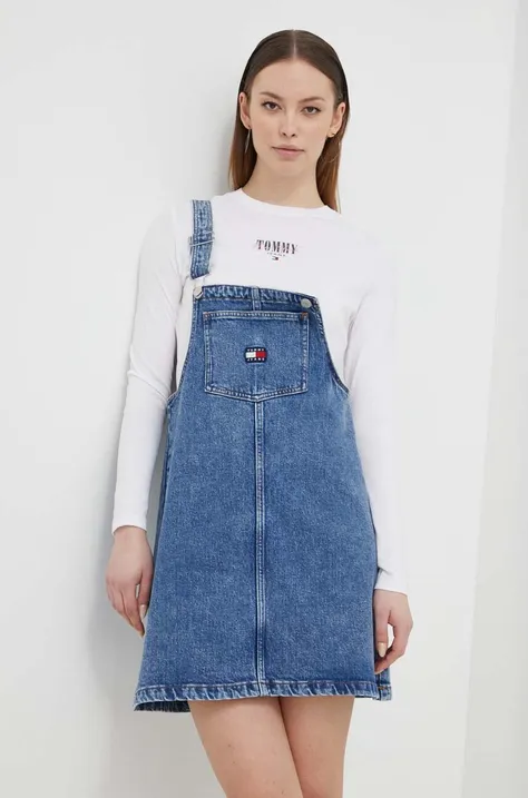 Rifľové šaty Tommy Jeans mini,rovný strih,DW0DW17208