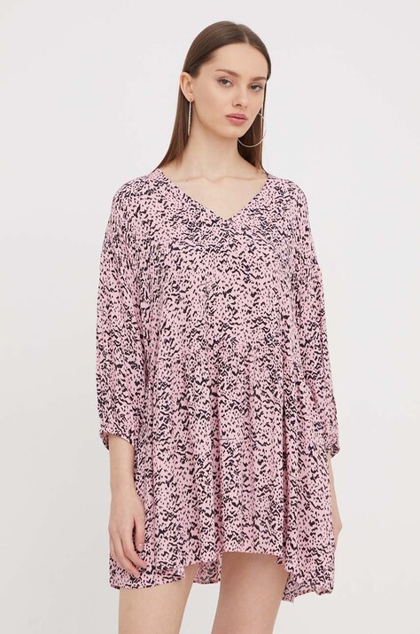 Tommy Jeans rochie culoarea roz, mini, evazată DW0DW17428