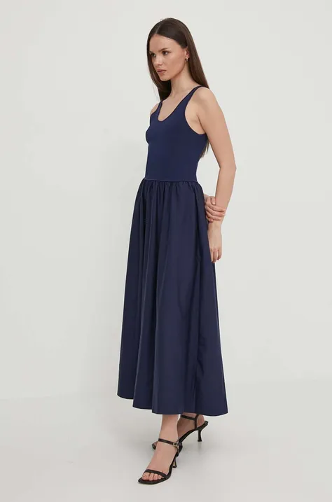 Polo Ralph Lauren rochie culoarea bleumarin, maxi, evazați, 211906147