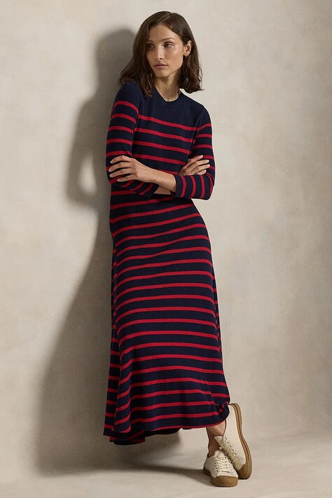 Polo Ralph Lauren ruha sötétkék, maxi, harang alakú, 211924266