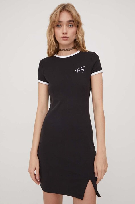 Šaty Tommy Jeans černá barva, mini, DW0DW17409