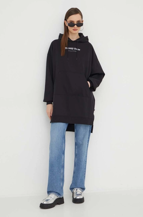 Tommy Jeans sukienka kolor czarny mini oversize DW0DW17413